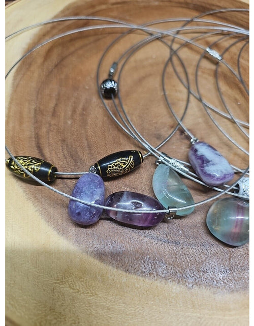 Load image into Gallery viewer, Natural stone 16in pendant necklace, stainless steel 10pc Wholesale lot
