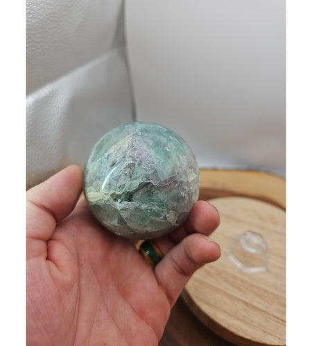 1.16lb Natural Rainbow Fluorite Quartz Crystal Sphere Ball Polished