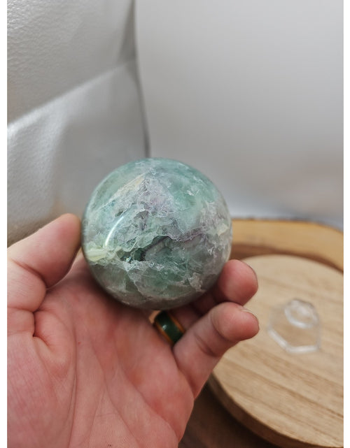 Load image into Gallery viewer, 1.16lb Natural Rainbow Fluorite Quartz Crystal Sphere Ball Polished
