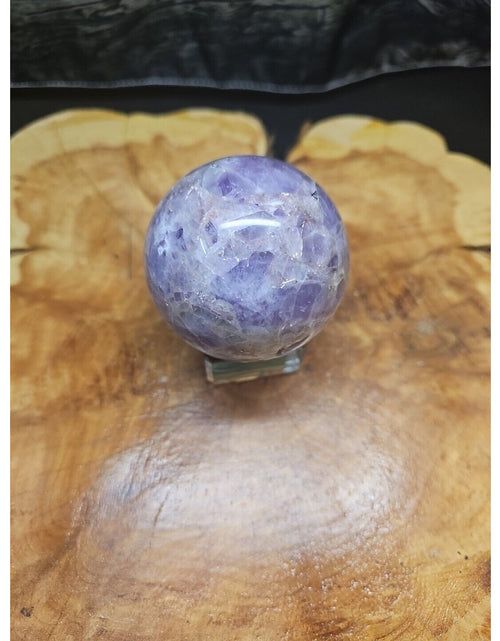 Load image into Gallery viewer, Amethyst Sphere 65mm W/Glass Stand 1lb
