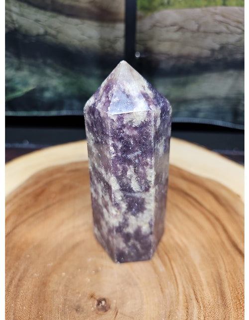 Load image into Gallery viewer, 1ea Natural Purple Mica Lepidolite Crystal Point Tower Africa 539g
