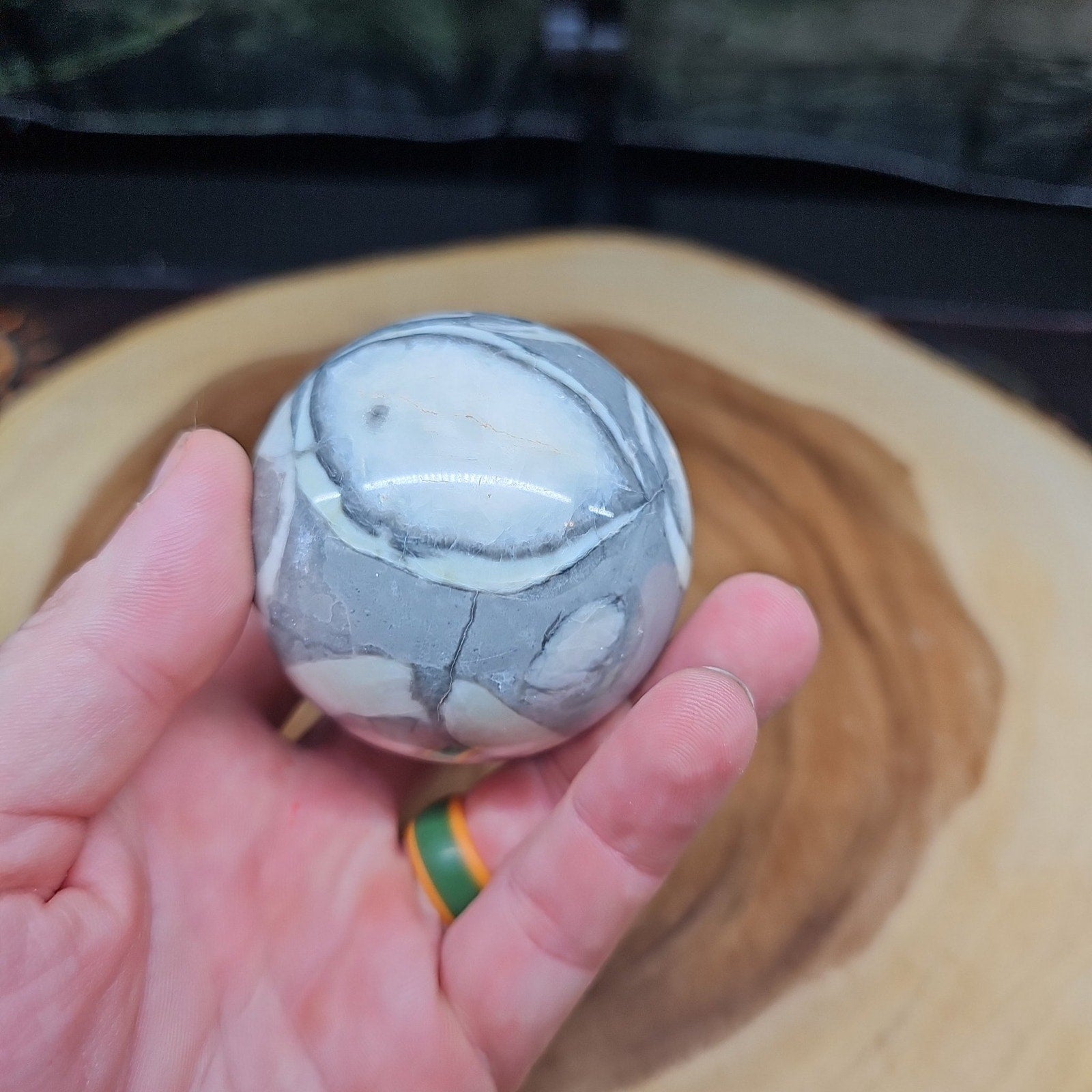 1000 Eye Ocean jasper quartz sphere