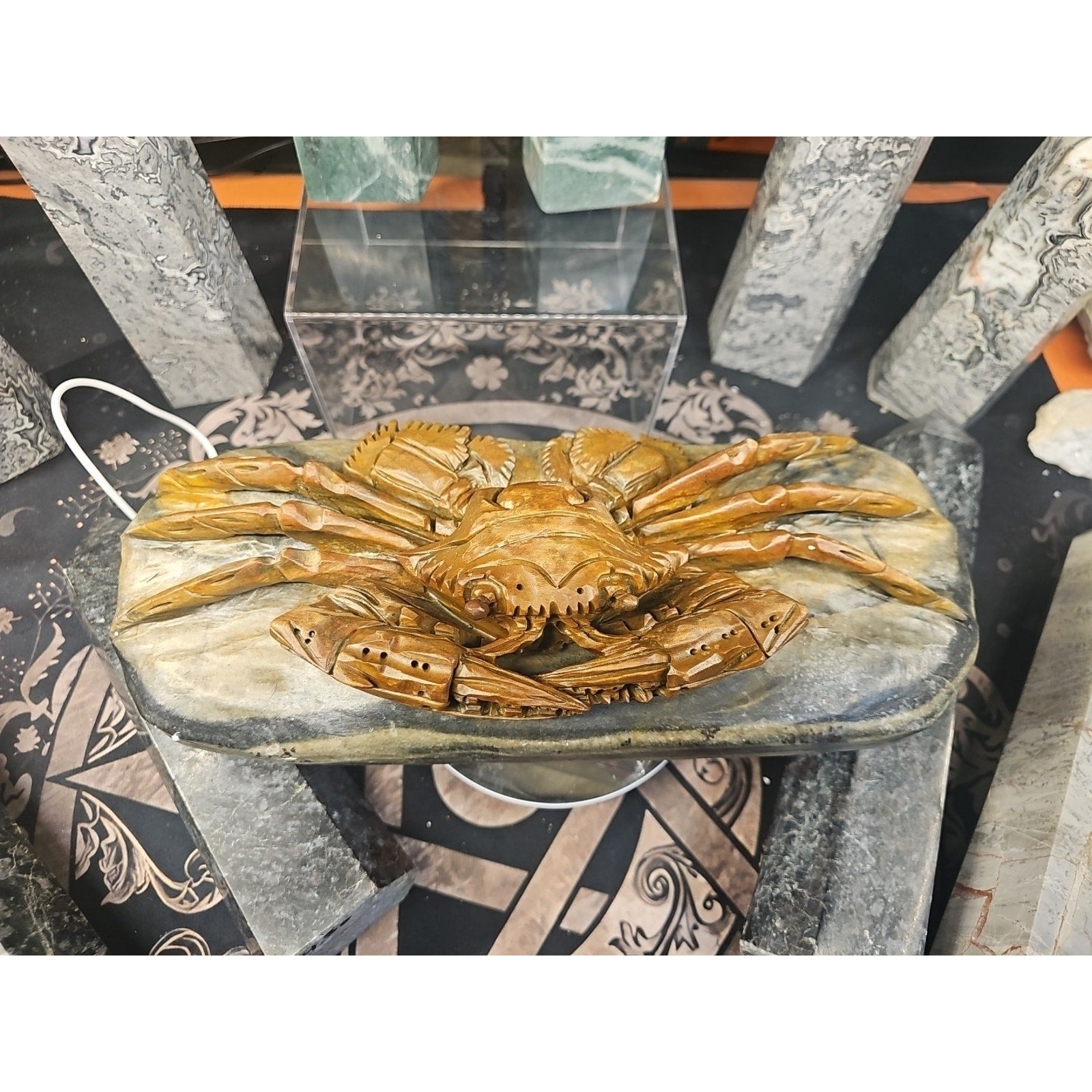 9.44LB Natural Mao Gong shi crab skull hand carved crystal specimen healing