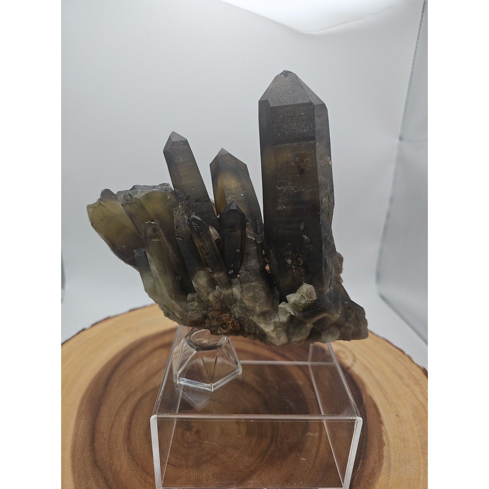 2.77LB Top rare natural beautiful black quartz crystal cluster mineral sample -