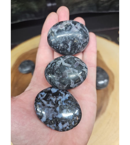 5Pcs Natural Polychrome Merlinite Gabbro Crystal Palm Stone