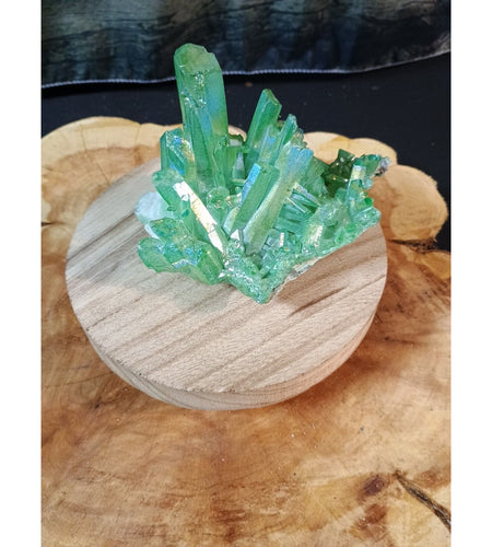 0.76 Lb Rainbow Aqua Aura Quartz Crystal Cluster Points Titanium Coating