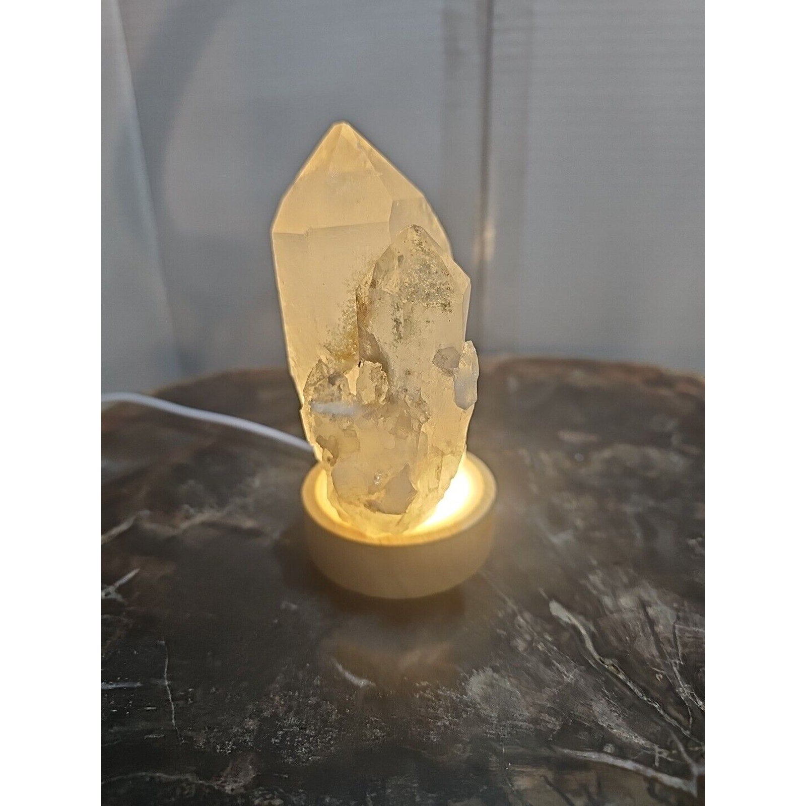 429g White Quartz Crystal Cluster W/ Led Light