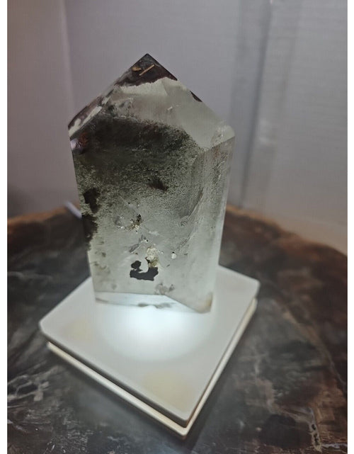 Load image into Gallery viewer, 1.73LB Natural Green Ghost Phantom Quartz Crystal Obelisk Wand Point Healing.
