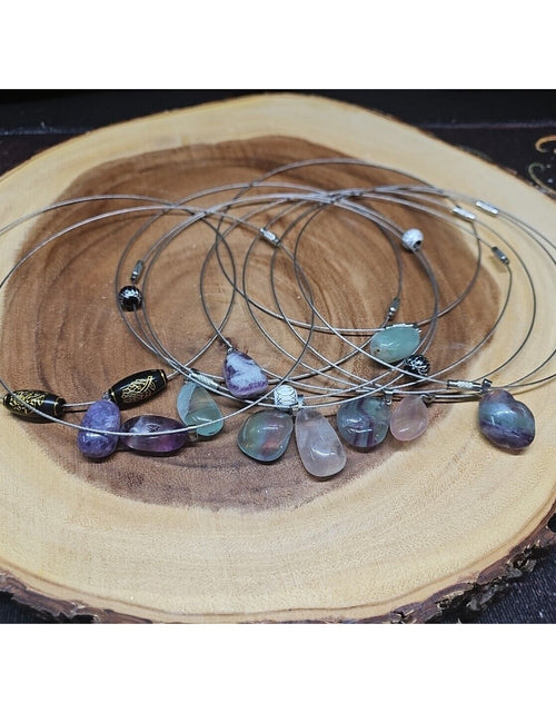 Load image into Gallery viewer, Natural stone 16in pendant necklace, stainless steel 10pc Wholesale lot
