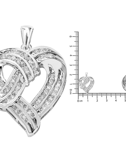 Load image into Gallery viewer, .925 Sterling Silver 1 1/4 Cttw Round Diamond Openwork Ribbon Weave Heart Pendant 18&quot; Necklace (I-J Color, I3 Clarity)
