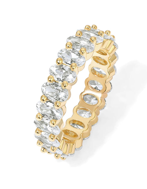 Load image into Gallery viewer, PAVOI 14K Gold Plated Rings Oval Cubic Zirconia Love Ring | Eternity Ring | 5mm Stackable Rings for Women | Gold Rings for Women 6 Yellow Gold
