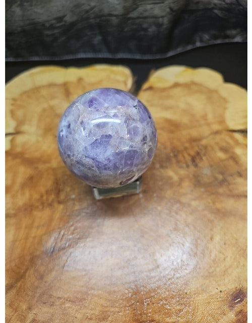 Load image into Gallery viewer, Amethyst Sphere 65mm W/Glass Stand 1lb
