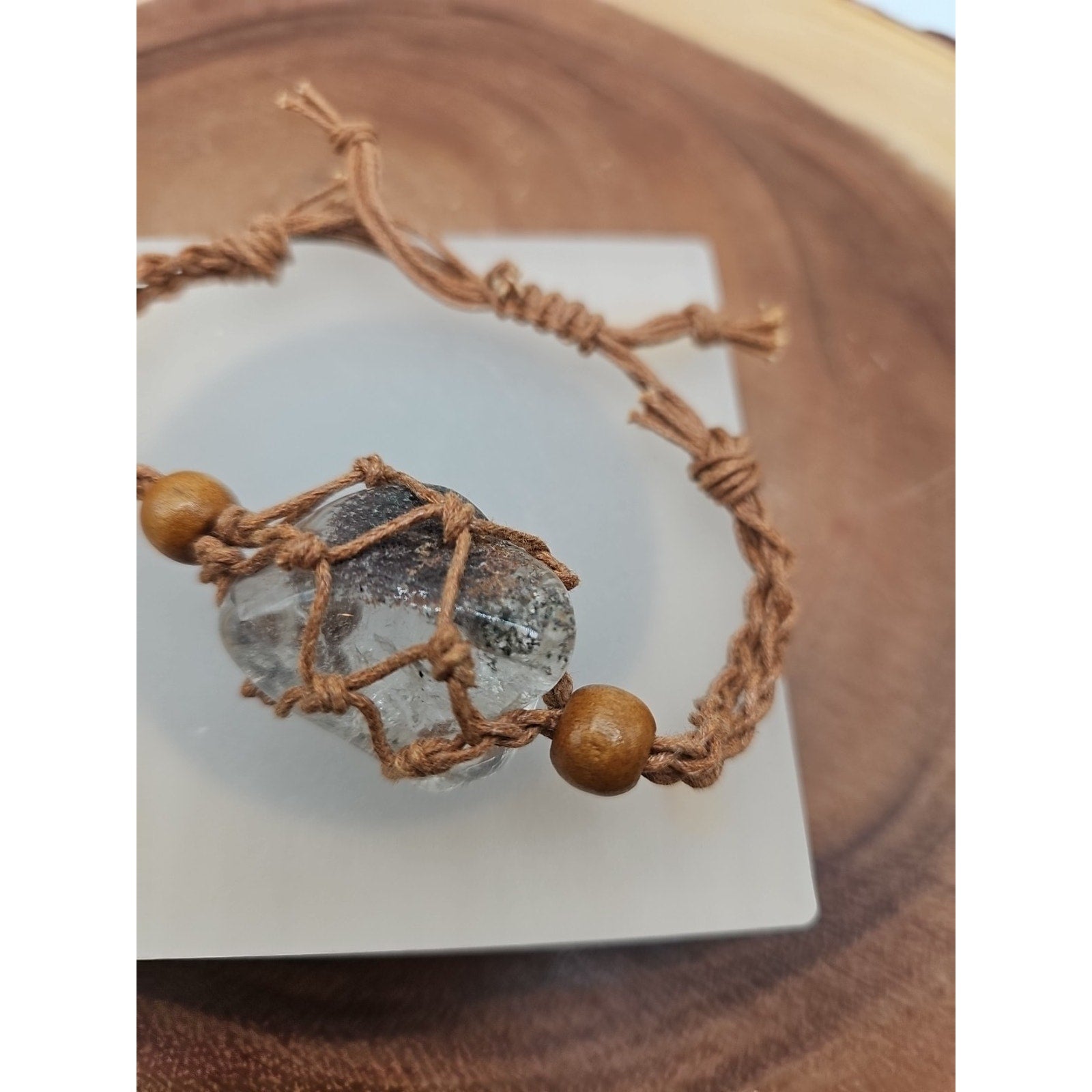 Huge ghost crystal bracelet W/hemp Rope