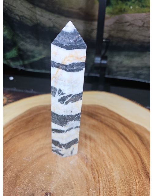 Load image into Gallery viewer, Zebra Stone Tower 341g 6in Tall
