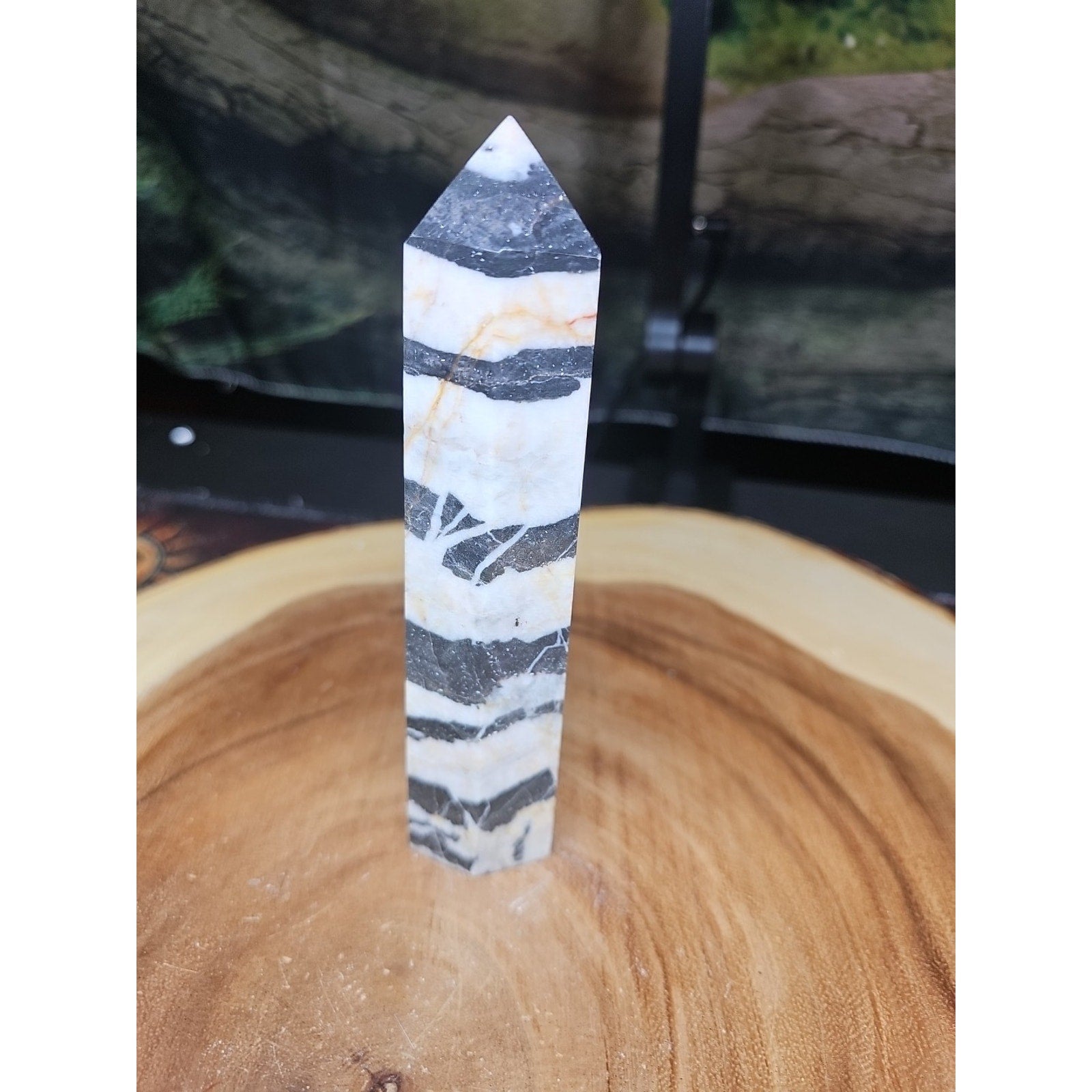 Zebra Stone Tower 341g 6in Tall