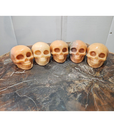1Pcs Natural Sunstone Quartz Crystal Skull Carving Head Healing Brazil