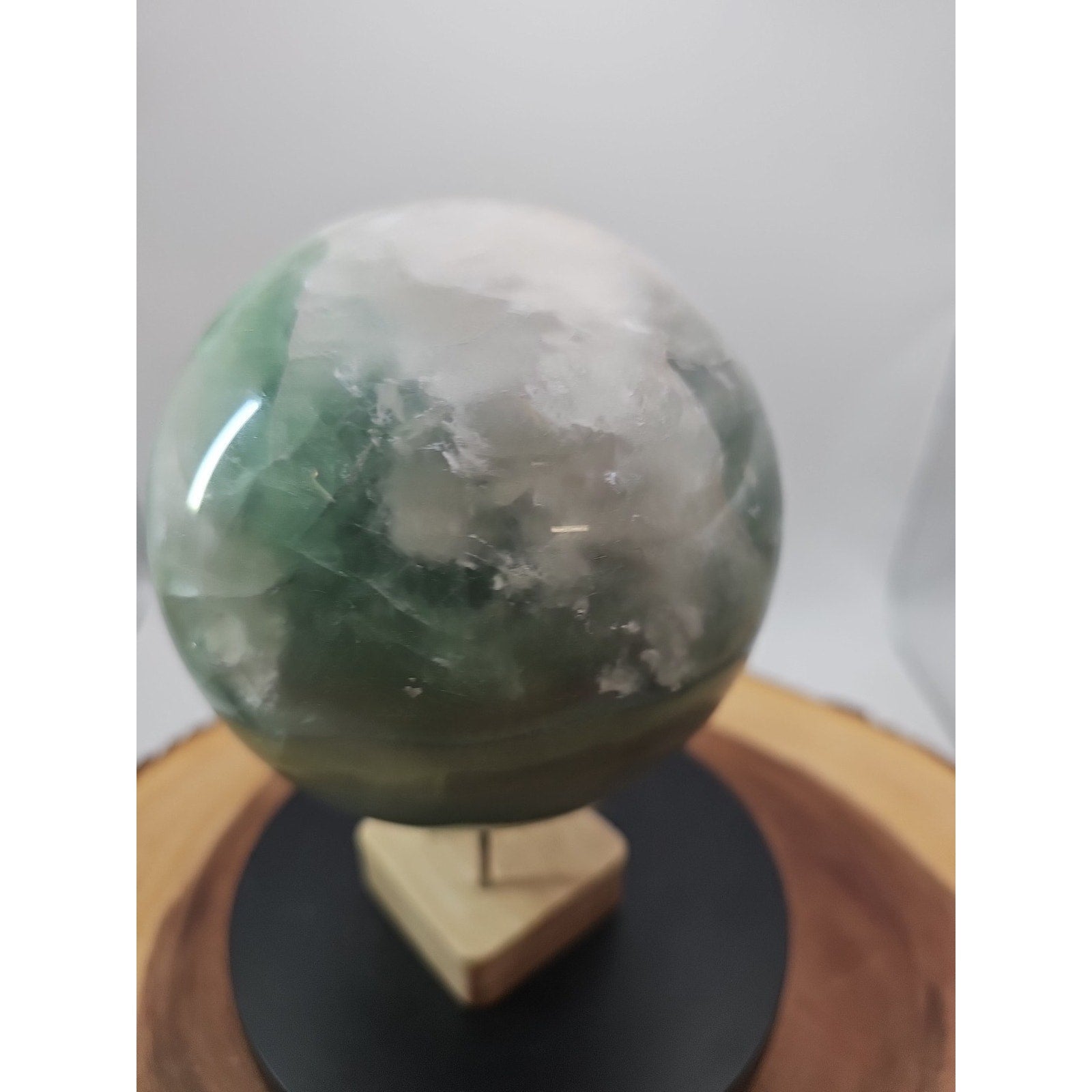 5.43 Natural Green Fluorite Quartz Crystal Sphere Ball Polished Healing