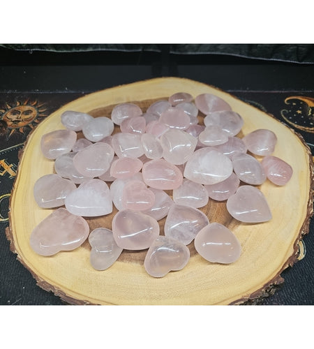 5Pcs Natural Pink Rose Quartz Crystal Heart Carved Palm Stone
