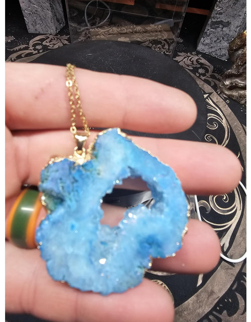 Load image into Gallery viewer, Blue Agate Necklace with 16in Chain
