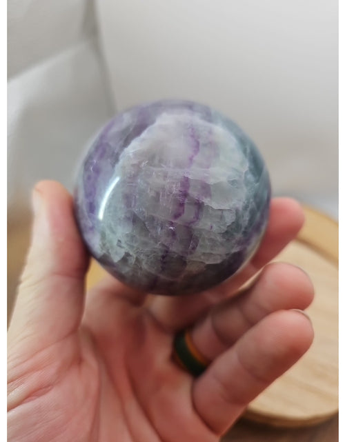 Load image into Gallery viewer, 1.09lb Natural Rainbow Fluorite Quartz Crystal Sphere Ball Polished
