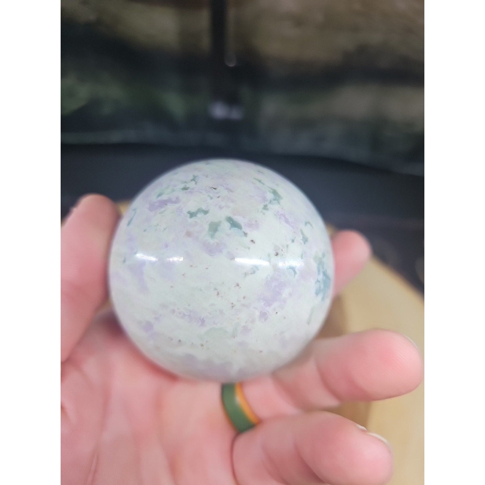 Natural Quartz Crystal Jasper Sphere Ball Polished 63mm &stand