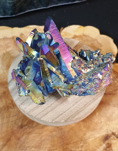 Load image into Gallery viewer, 1.27 Lb Rainbow Aqua Aura Quartz Crystal Cluster Points Titanium Coating
