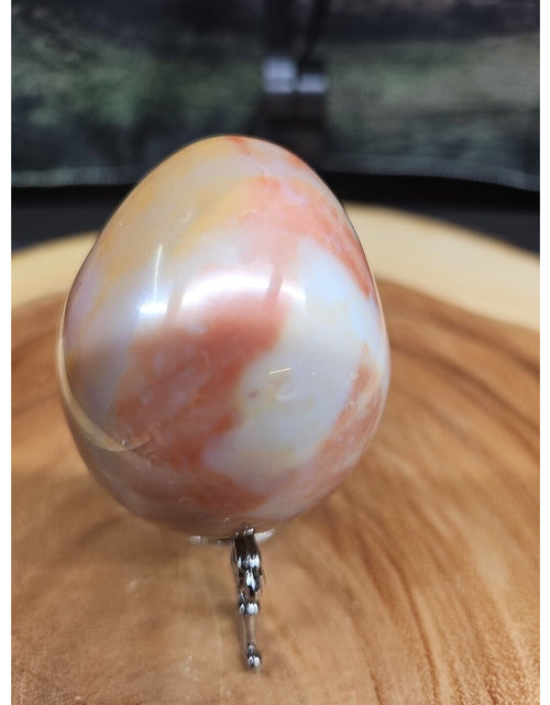 Load image into Gallery viewer, Ocean Jasper Egg Caramel Agate W/Stand 274grams
