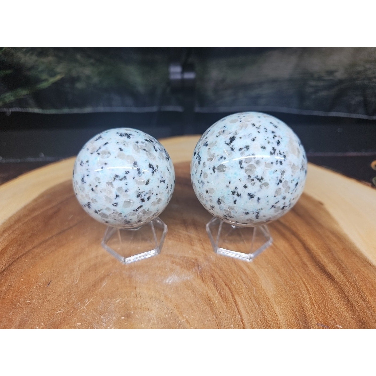 2Pcs A Set Of Natural Quartz Crystal Jasper Sphere Ball Polished 50-60mm &stand