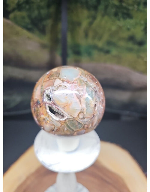 Load image into Gallery viewer, Ocean Jasper Agate Sphere 64mm W/Stand
