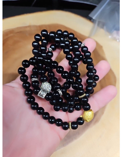 Load image into Gallery viewer, Natural Obsidian Stone Bracelets 5pc Set
