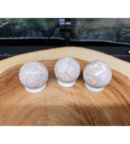 1each Natural Quartz Crystal Jasper Sphere Ball Healing 40mm W/ring Stand Random