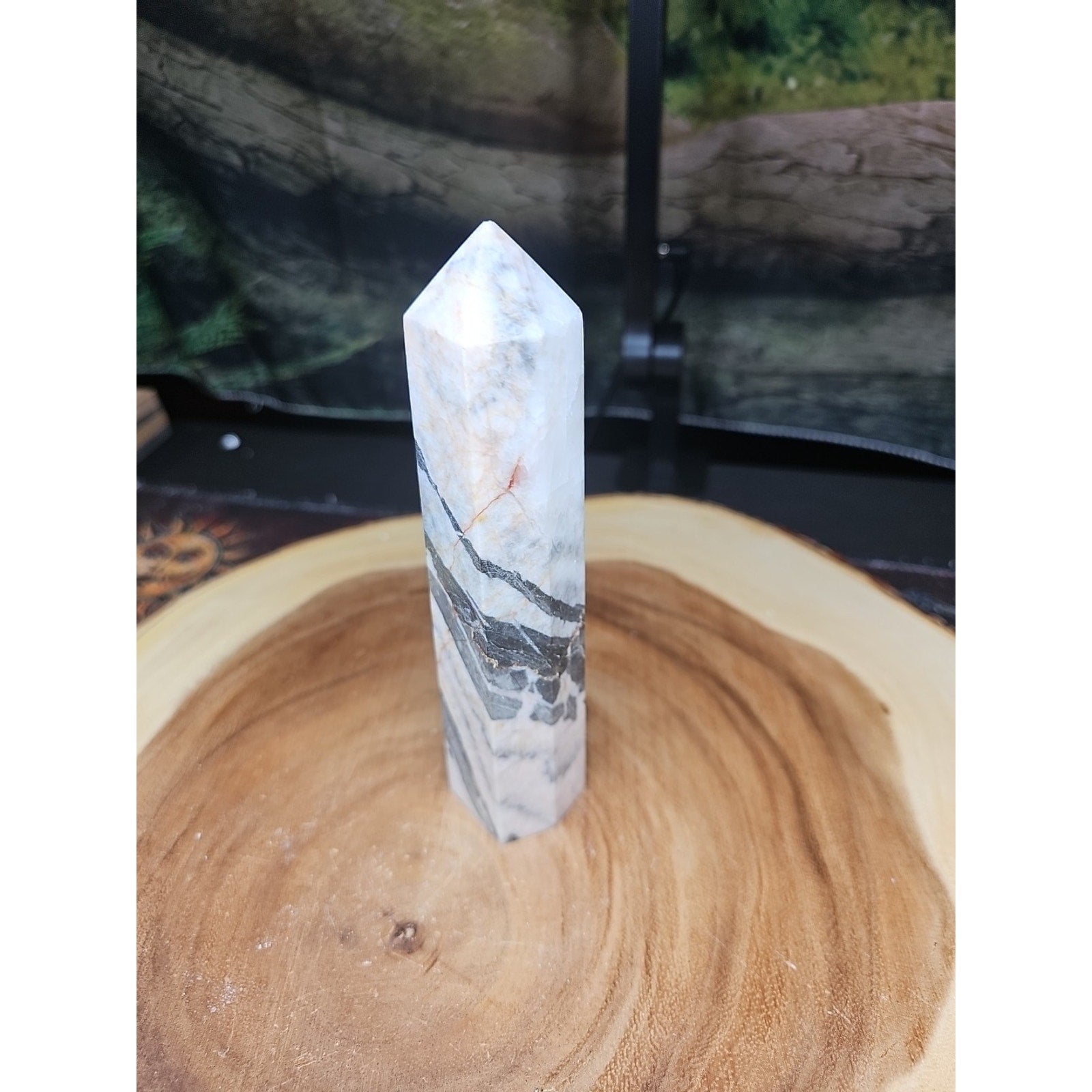 Zebra Stone Tower 347g 6.5in Tall