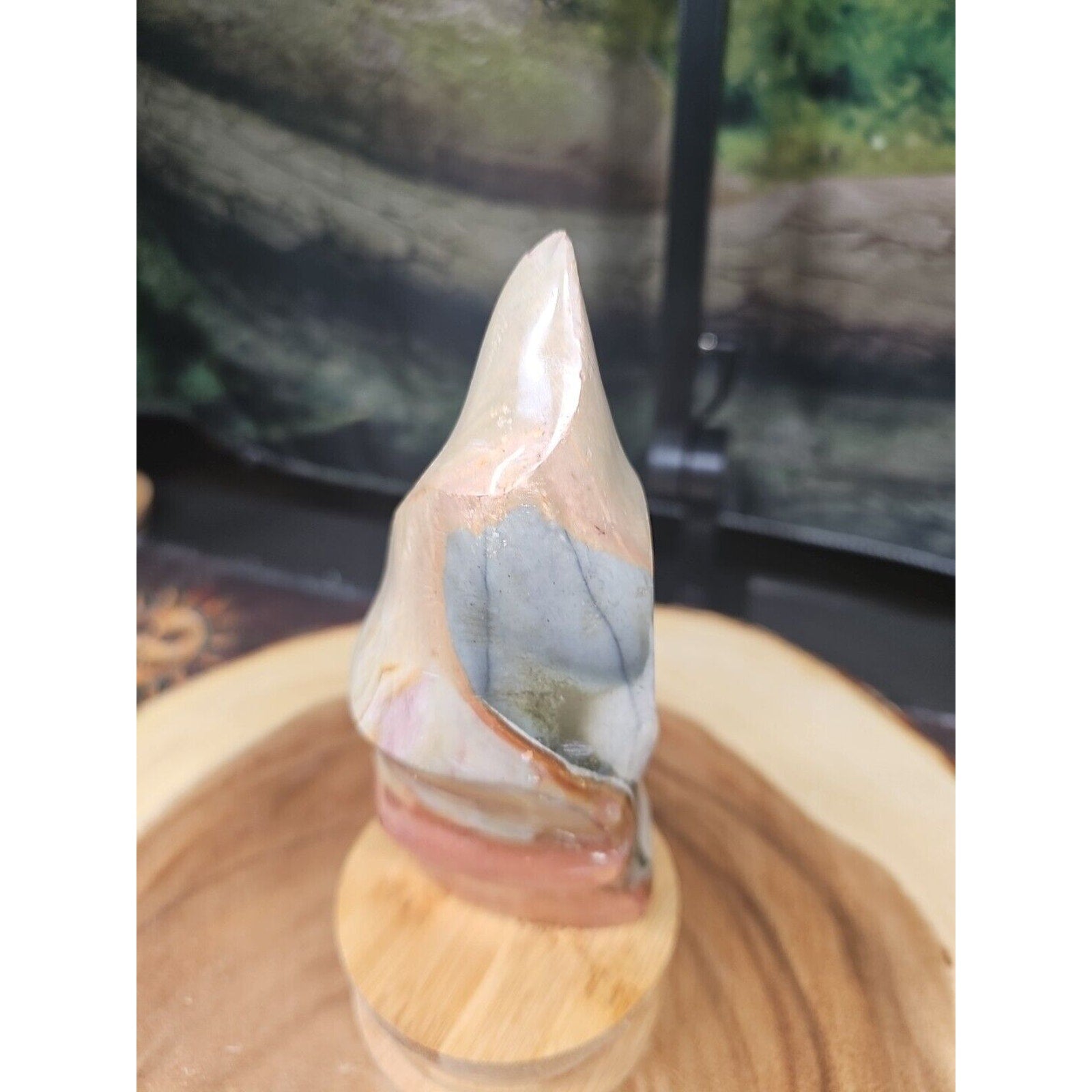 1.20LB 1Pcs Natural Polychrome Ocean Jasper Crystal Flame Point Carved Healing