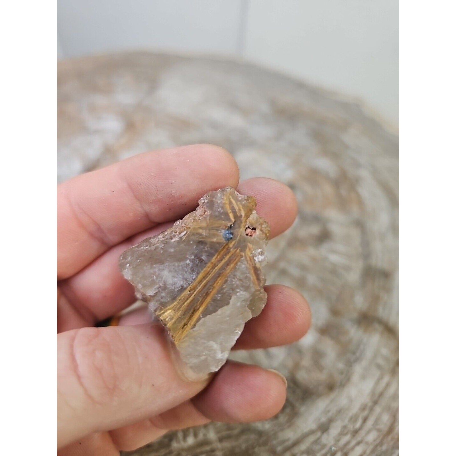 RARE NATURAL Golden Hair Rutilated Quartz Crystal Specimen