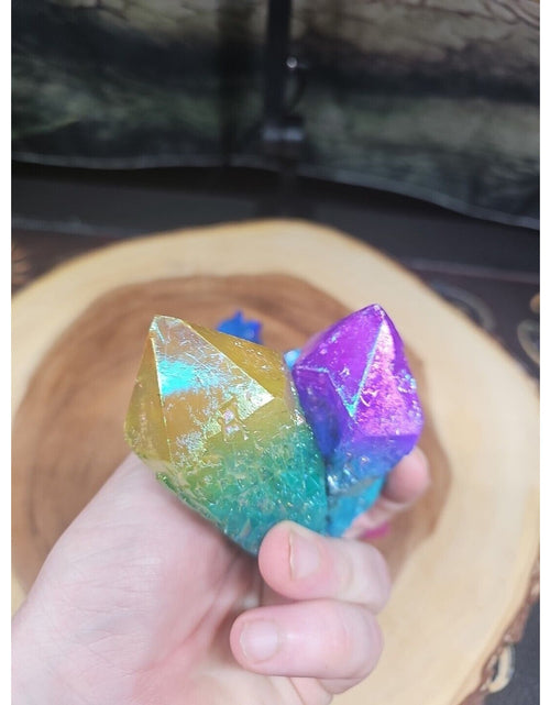 Load image into Gallery viewer, 6Pcs 1.41lbs Rainbow Aqua Aura Quartz Crystal Points Titanium Coating B2
