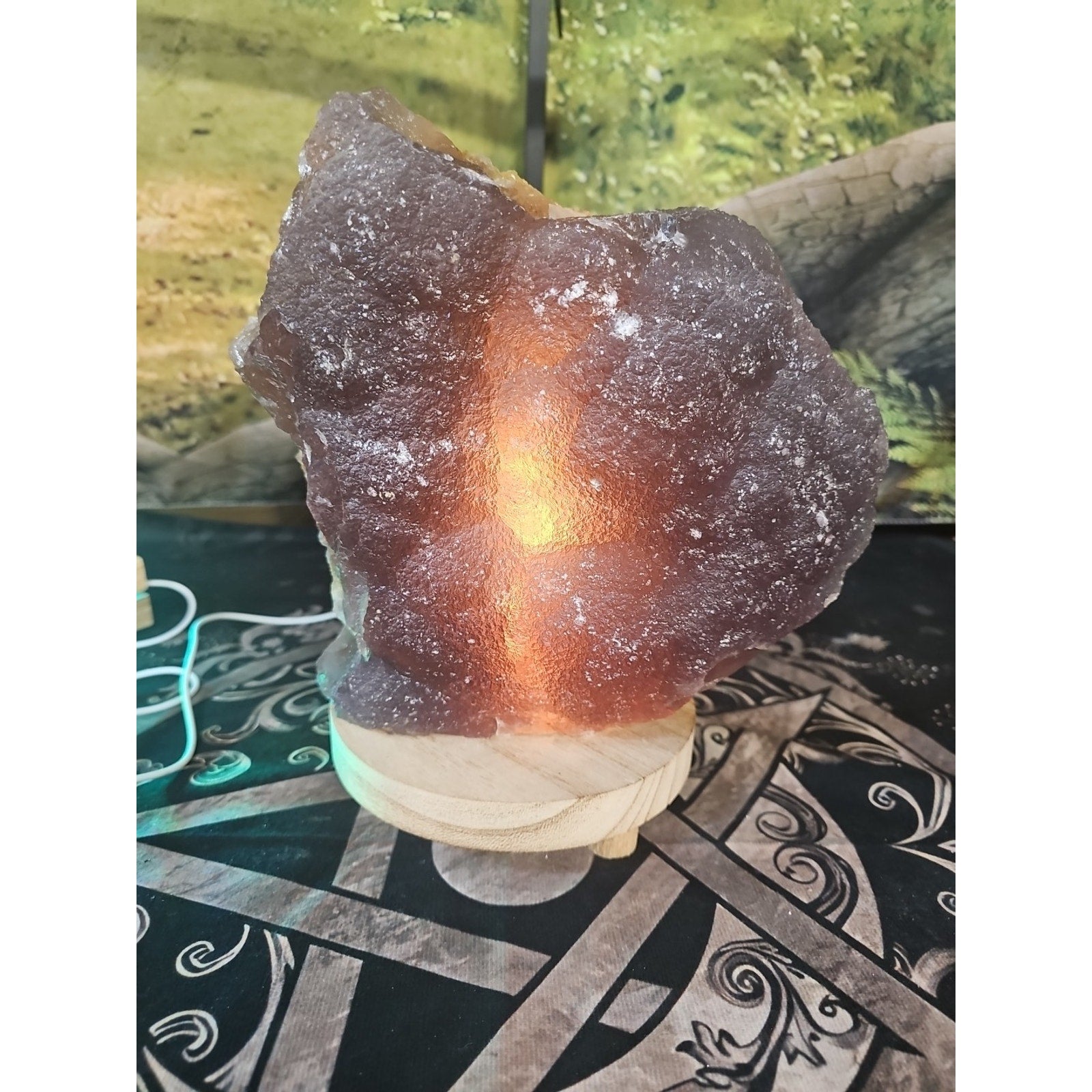 11.9LB Natural fluorite quartz crystal Cluster specimen W/led Back Light Stand