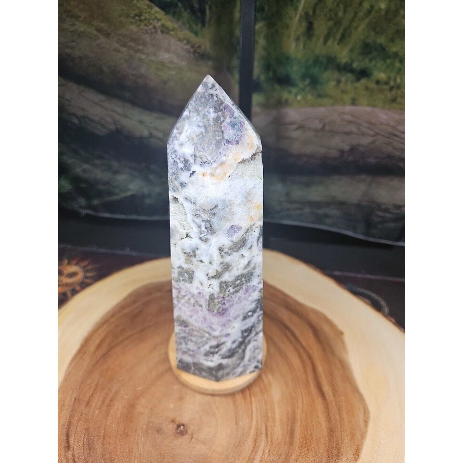 3.41LB 1Pcs Natural Rainbow Fluorite Quartz Crystal Point Tower Polished Healing