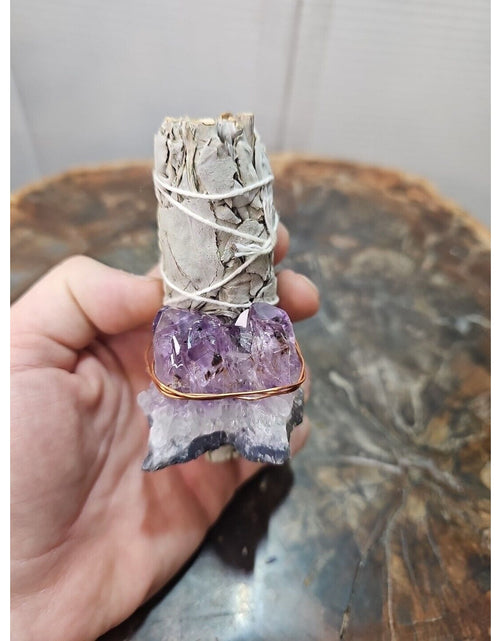 Load image into Gallery viewer, Sage wrapped crystal W/ Huge Amethyst Quartz Healing
