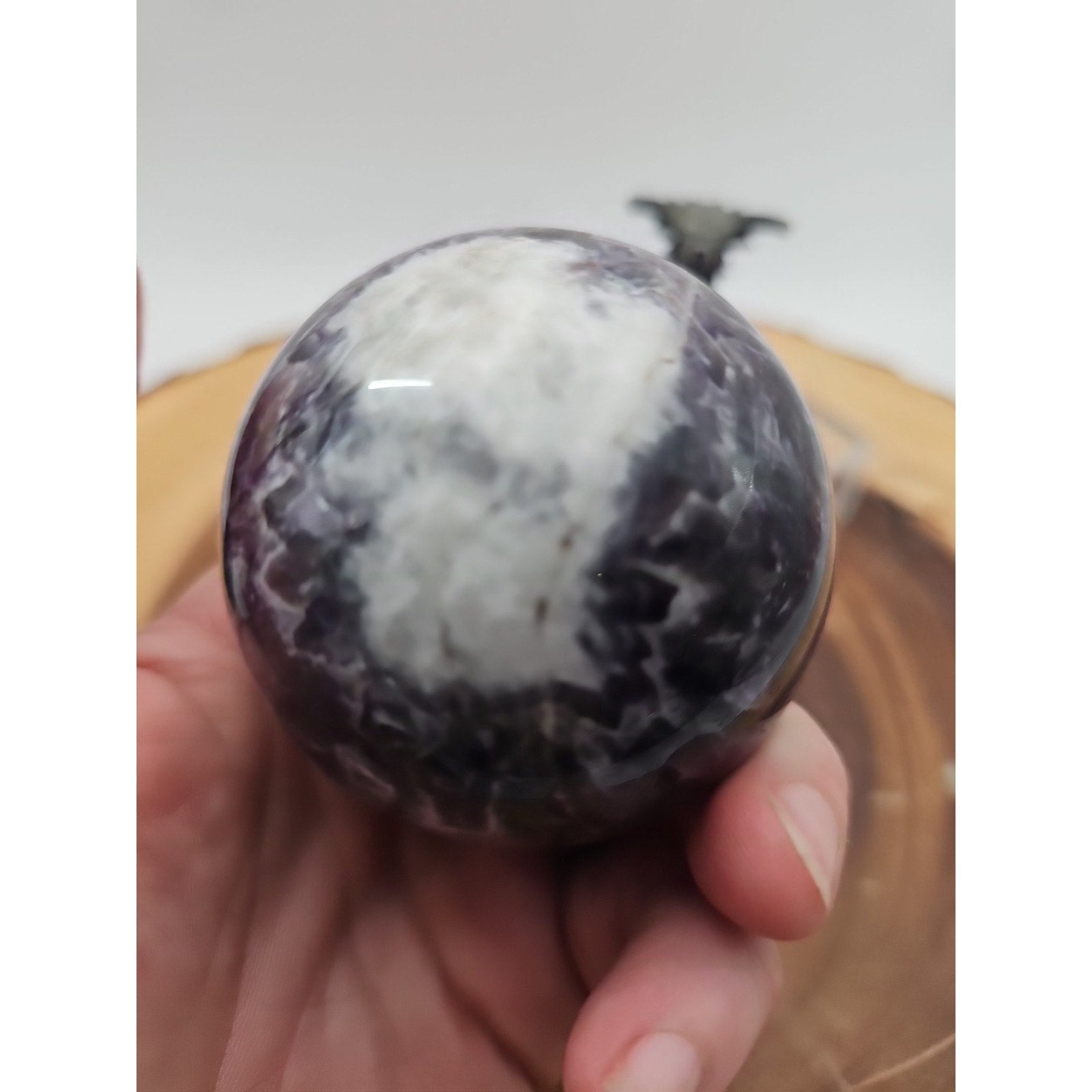 Amethyst Sphere .82lb 65mm W/Dragon Stand