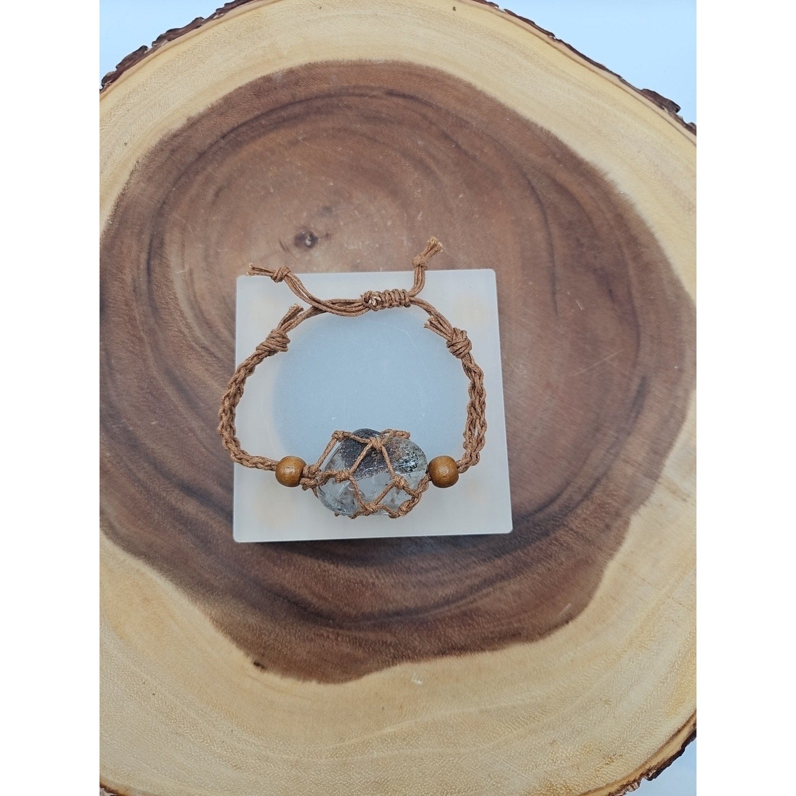 Huge ghost crystal bracelet W/hemp Rope