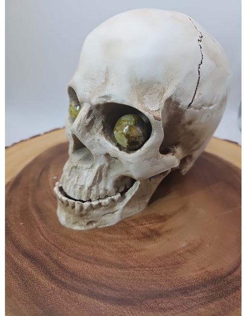 Load image into Gallery viewer, Resin Skull W/Ocean Jasper Quartz Eyes
