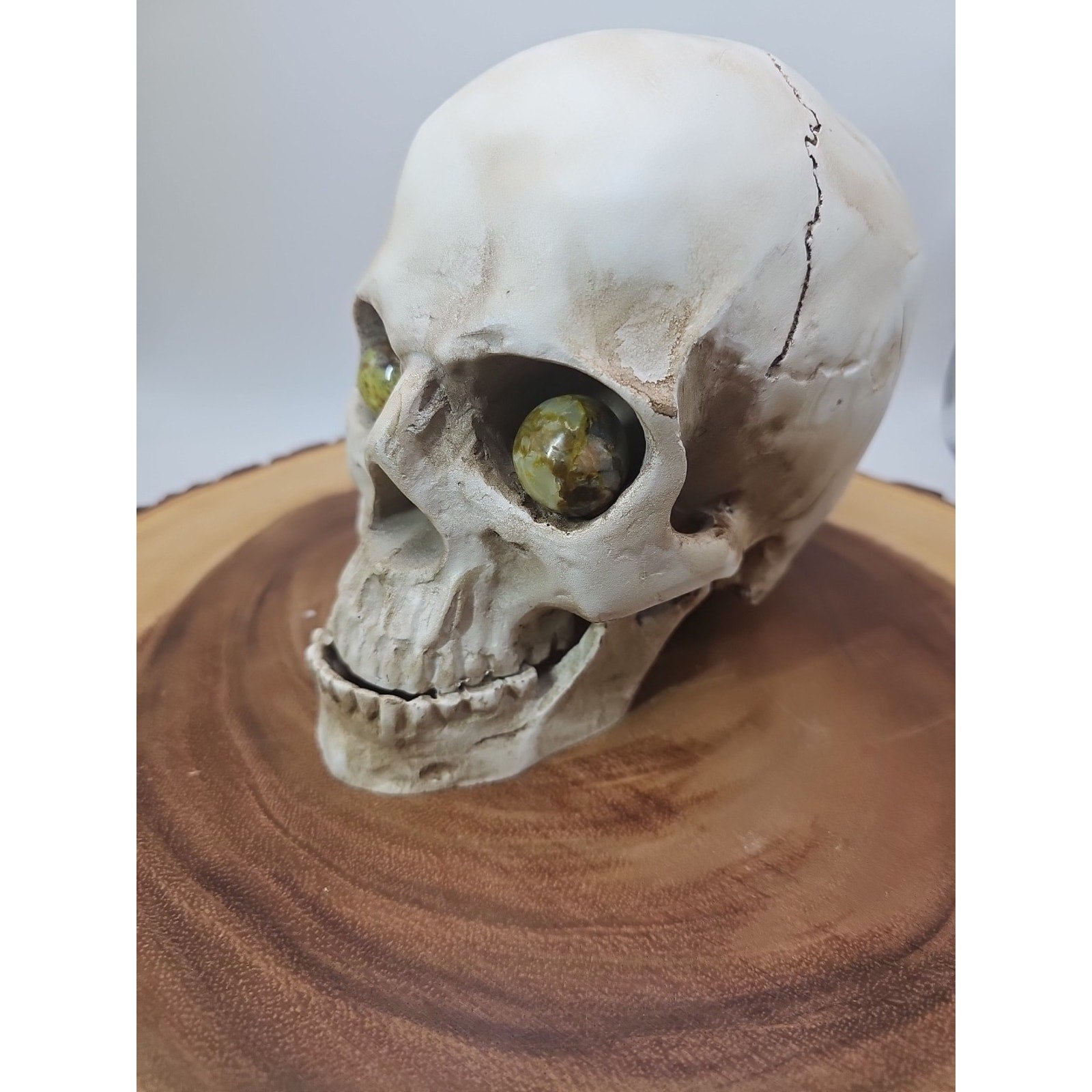 Resin Skull W/Ocean Jasper Quartz Eyes