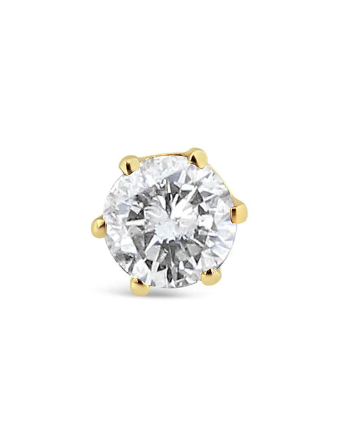 Load image into Gallery viewer, 14K Yellow Gold Diamond Solitaire 6-Prong Single Solitaire Stud Earring (3/8 cttw, I-J Color, I2-I3 Clarity)
