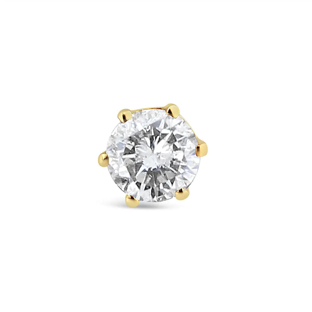 14K Yellow Gold Diamond Solitaire 6-Prong Single Solitaire Stud Earring (3/8 cttw, I-J Color, I2-I3 Clarity)