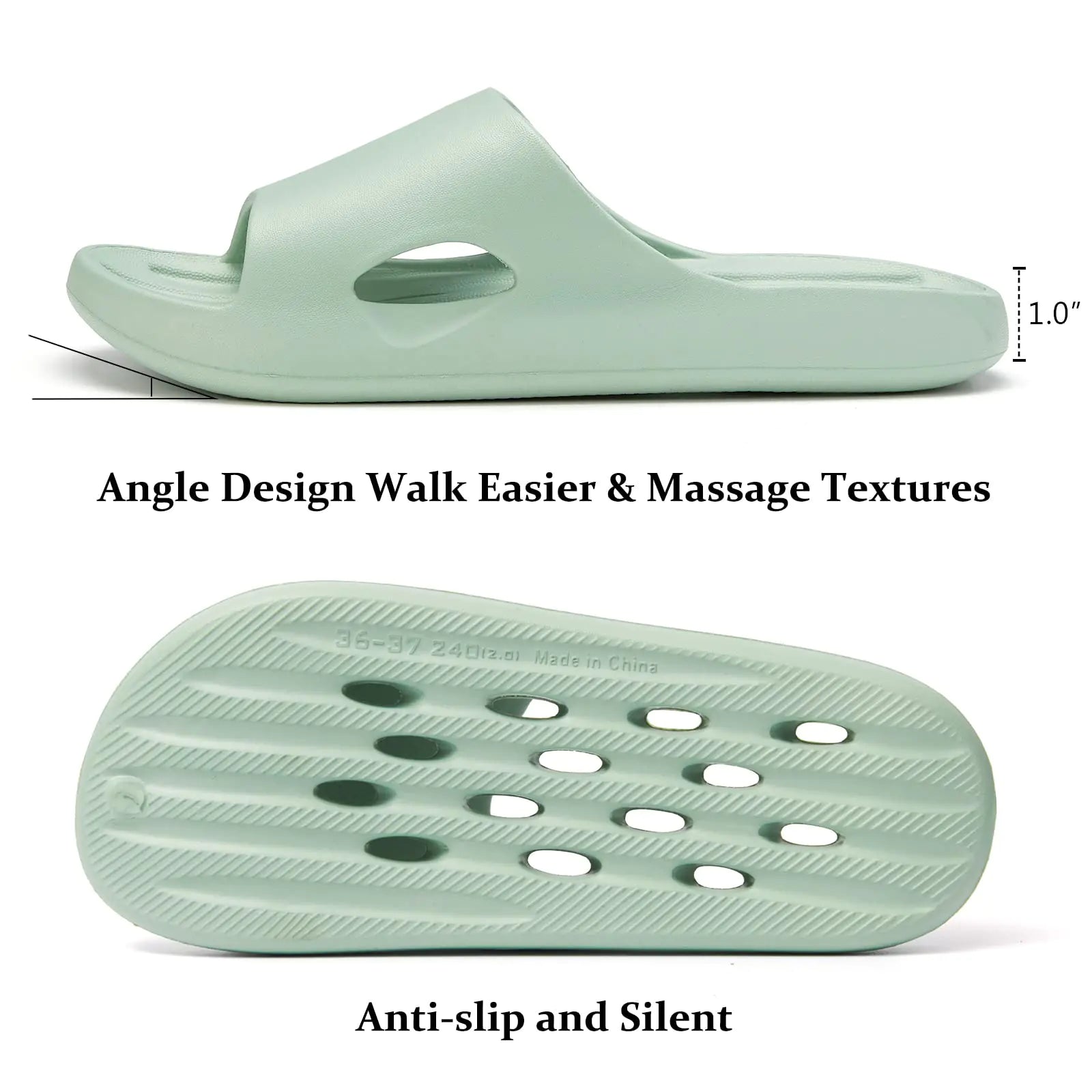 Mens Shower Shoes With Holes Dry Quickly Bath Slippers Womens Non Slip Indoor Home Bedroom Pool Spa Guest College Dorm A-green 9-10 Wide Women/8-8.5 Men