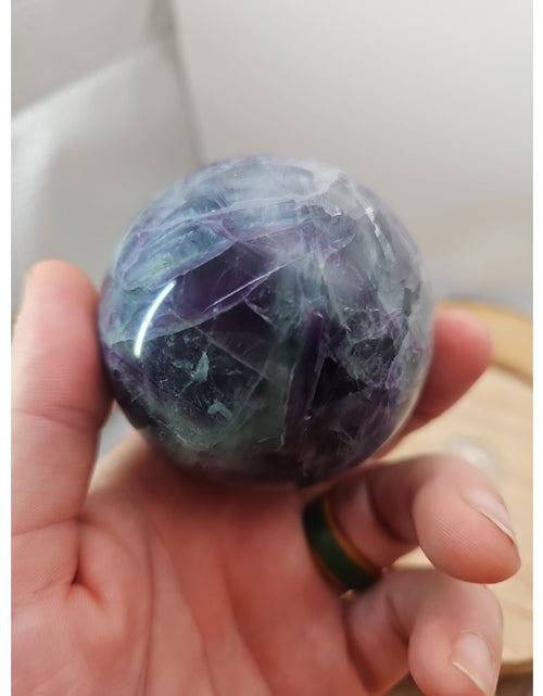 Load image into Gallery viewer, 1.09lb Natural Rainbow Fluorite Quartz Crystal Sphere Ball Polished
