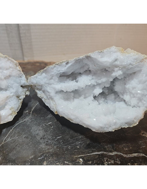 Load image into Gallery viewer, 3.88lbs Large Pair Geode Crystal Moroccan Quartz W /Stand
