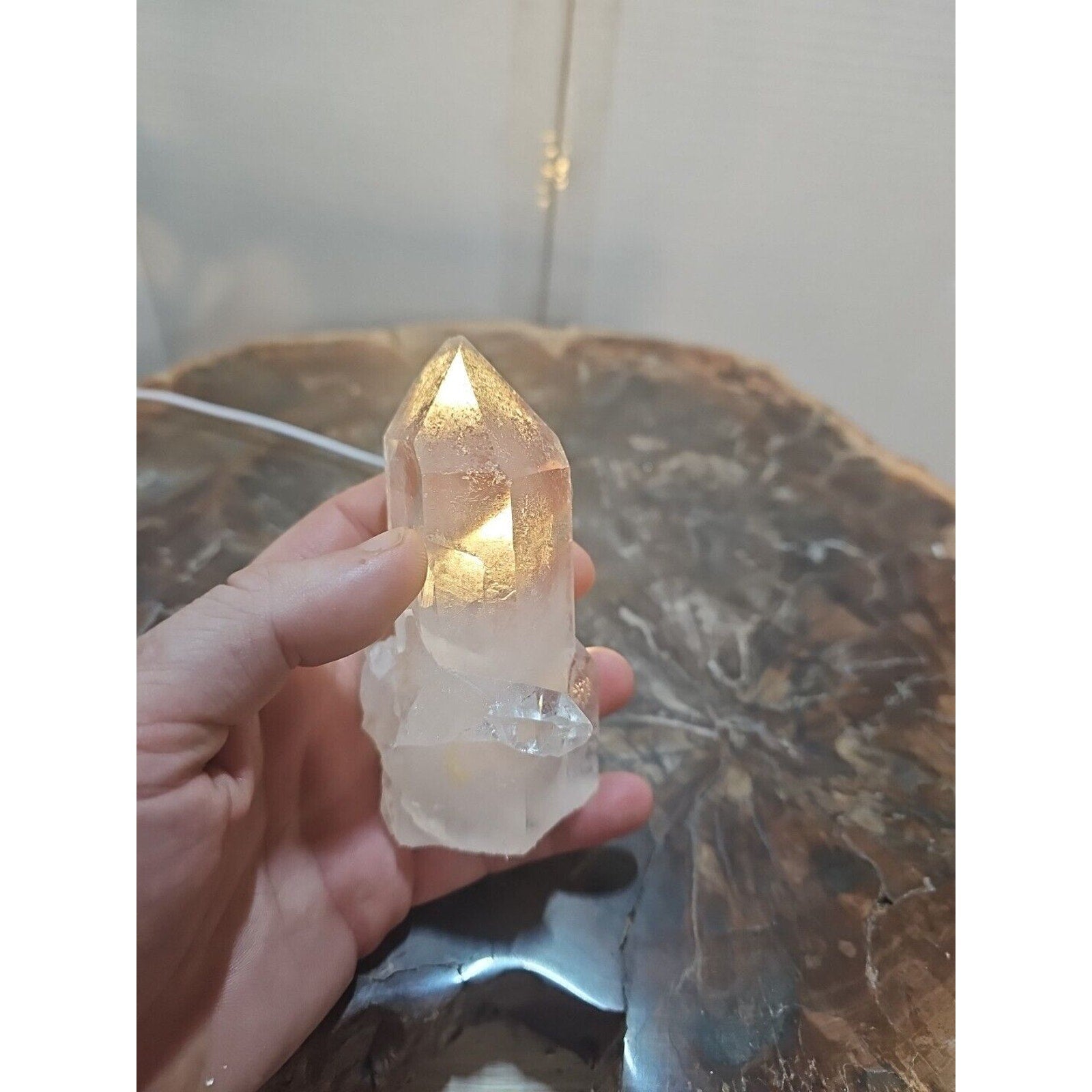 272g White Quartz Crystal Cluster W/ Led Light