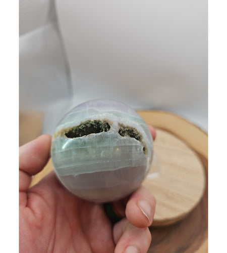 1.17lb Natural Rainbow Fluorite Quartz Crystal Sphere Ball Polished