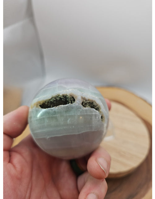Load image into Gallery viewer, 1.17lb Natural Rainbow Fluorite Quartz Crystal Sphere Ball Polished
